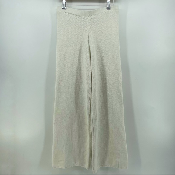 Lulu’s Wide Leg Pant White Knit L - Picture 1 of 8